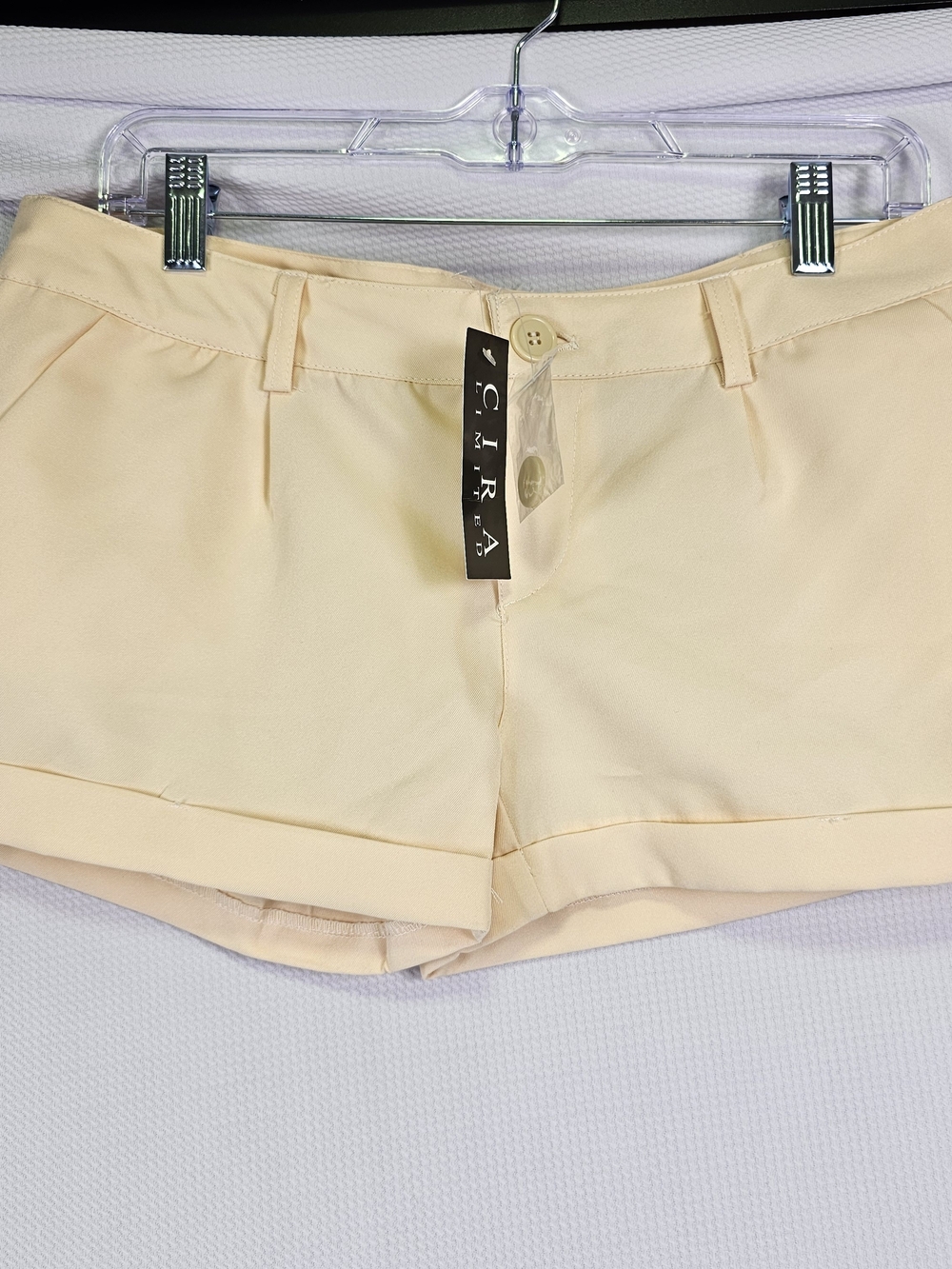 The Limited Cream High-Waist Cuffed Dress Shorts